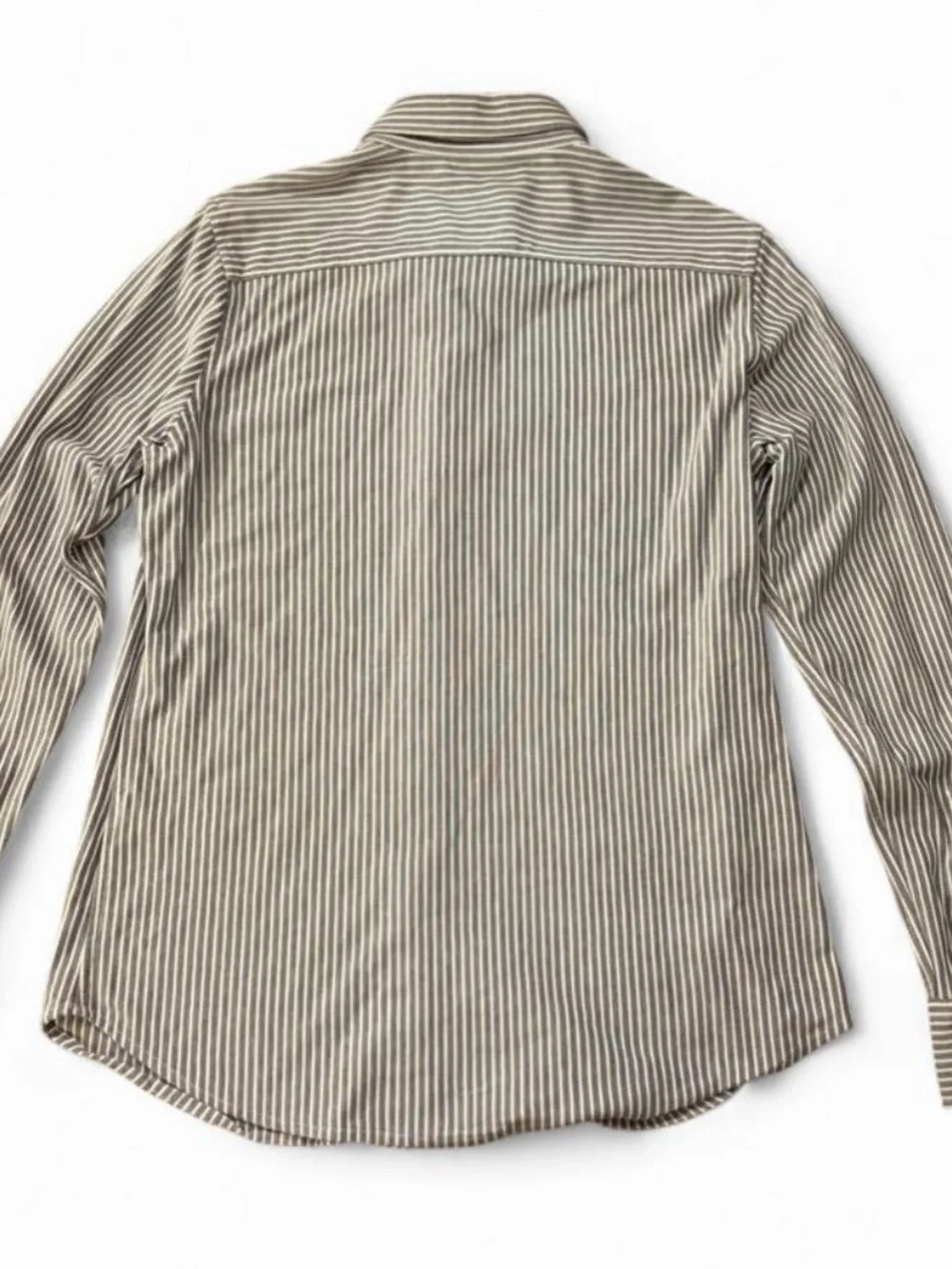 Ralph Lauren Boys XL white and dark gray striped button-up knit oxford shirt